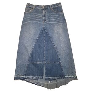Denim Blue Jean Maxi Skirt Asymetrical Y2K Vintage